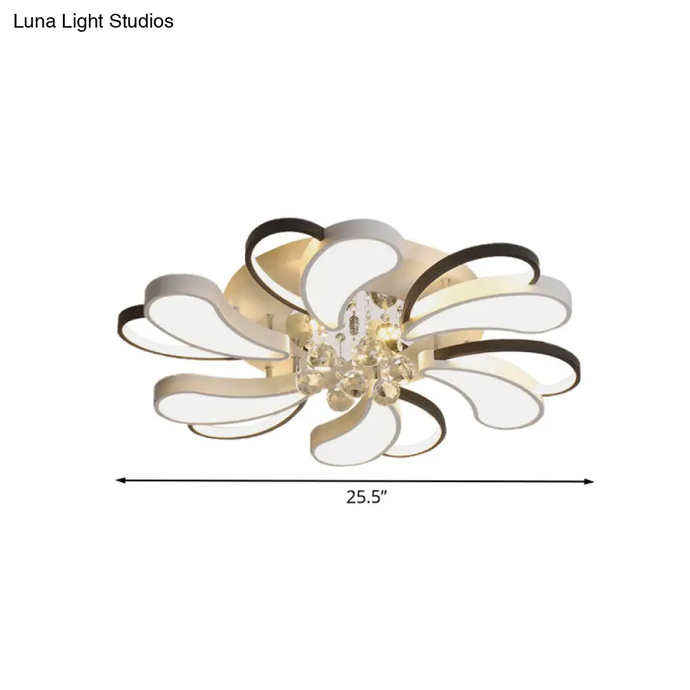 Spiral Heart Semi Flush Led Lamp With Crystal Droplet