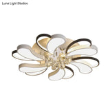 Spiral Heart Semi Flush Led Lamp With Crystal Droplet