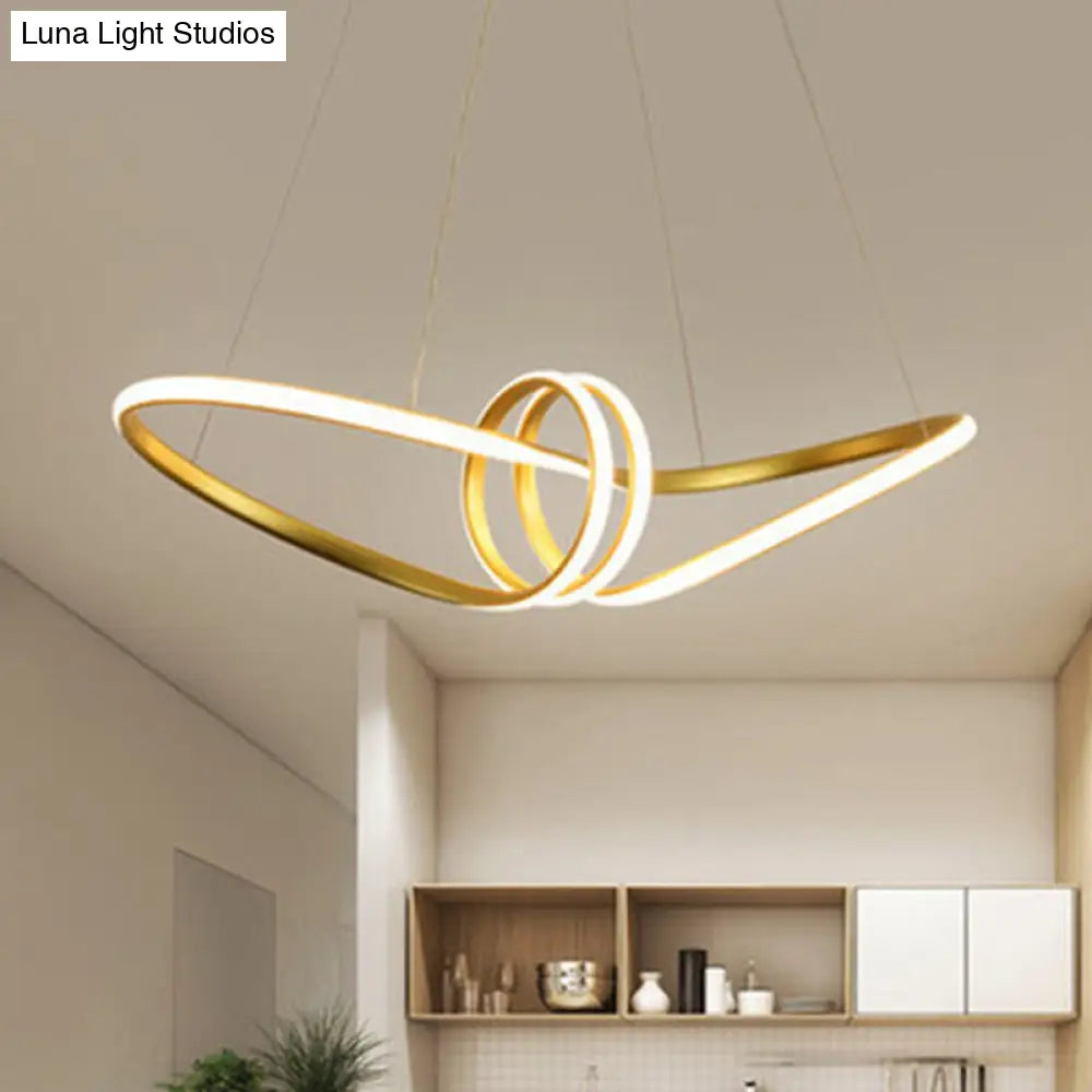 Spiral Metal Chandelier For Stylish Living Room Lighting Gold / Natural