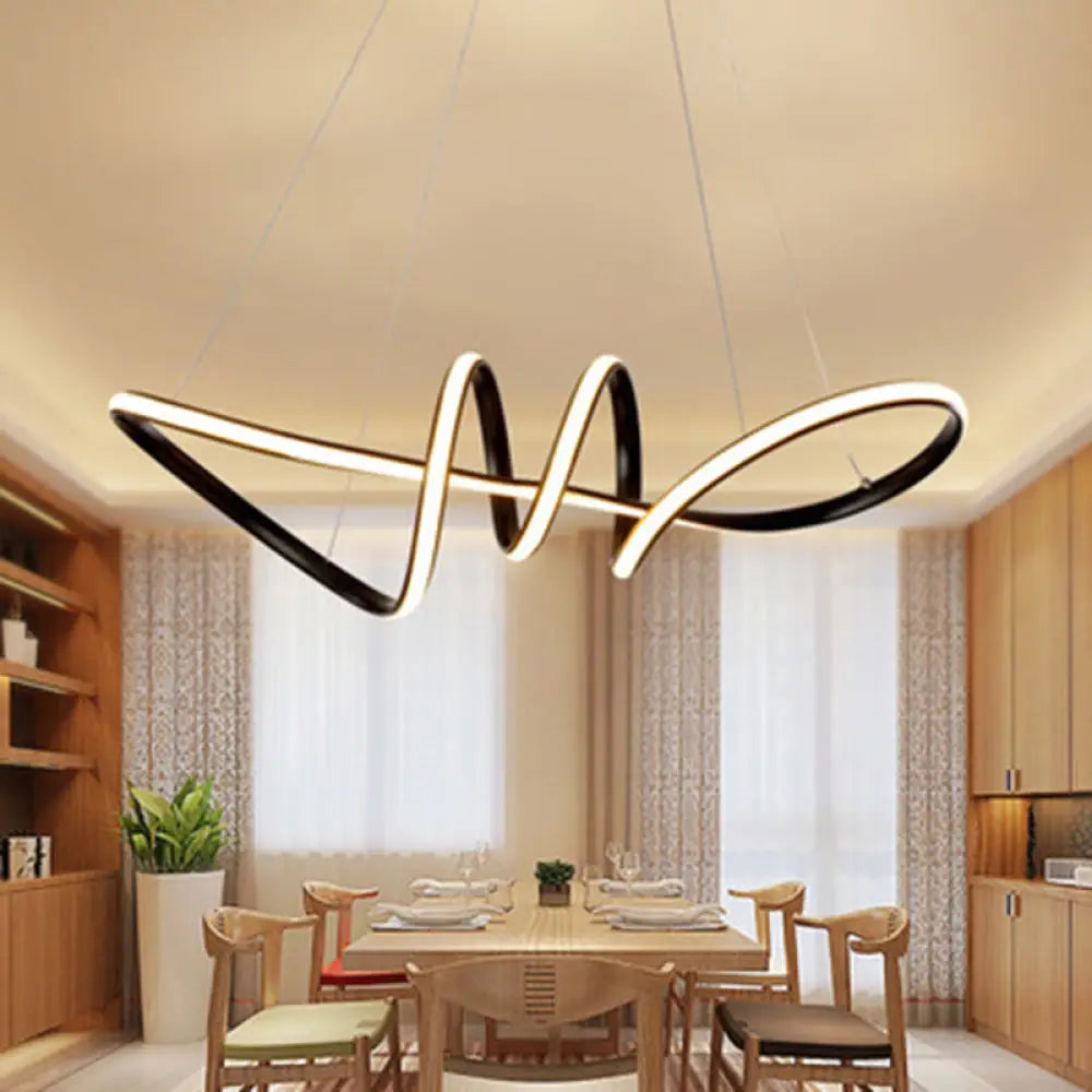 Spiral Metal Chandelier Pendant Light For Modern Living Room Black / White