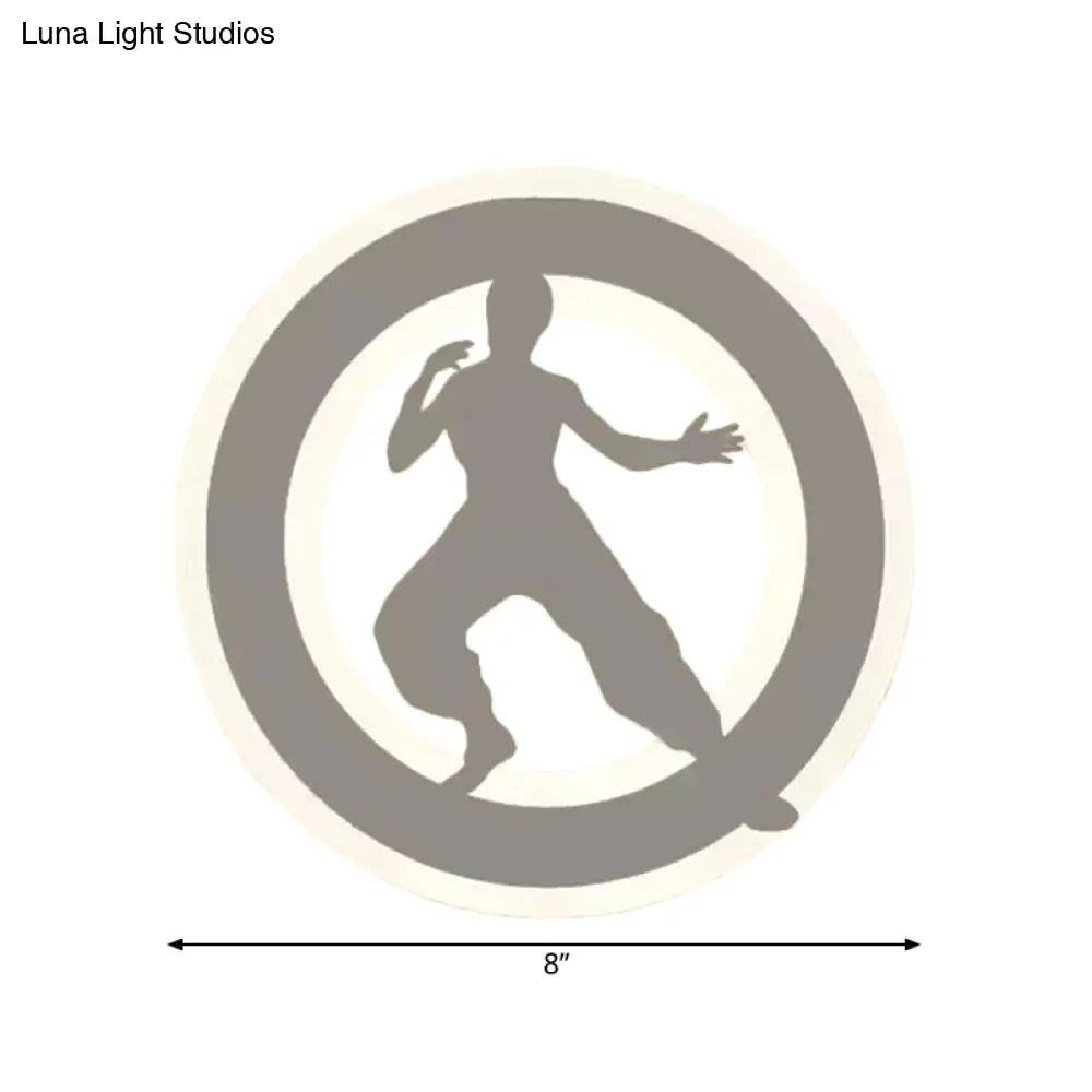 Sporty Kung Fu Kids Wall Light In White Finish