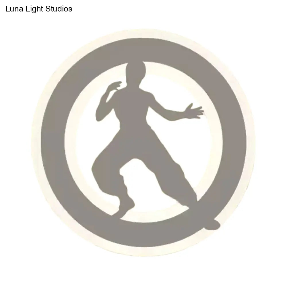 Sporty Kung Fu Kids Wall Light In White Finish