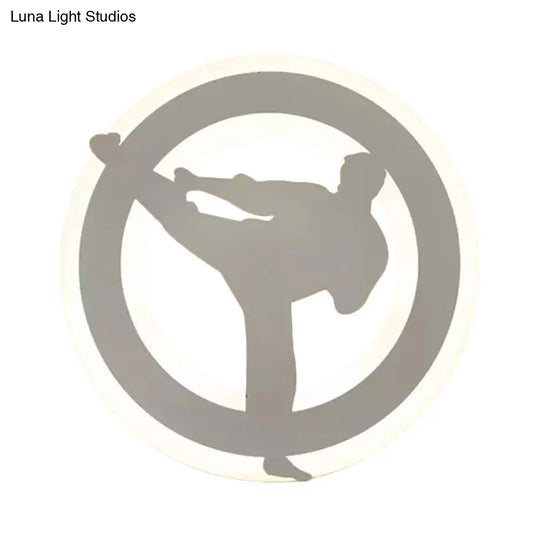 Sporty Kung Fu Kids Wall Light In White Finish