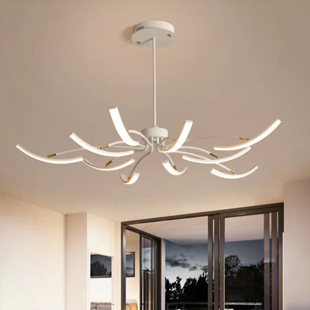 Sputnik Chandelier Light Fixture - Acrylic 6/10 Lights White Pendant In Warm/White 10 / Warm