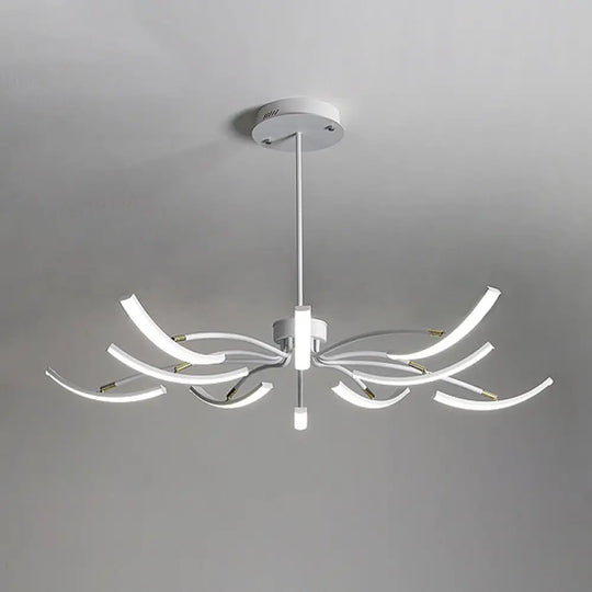 Sputnik Chandelier Light Fixture - Acrylic 6/10 Lights White Pendant In Warm/White 10 /