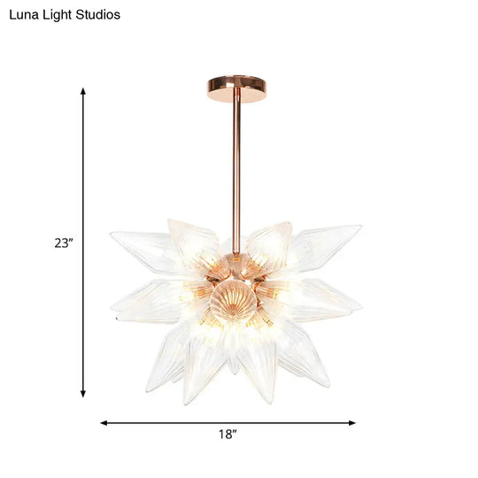 Sputnik Clear/Amber Glass Chandelier - 9/12/15 Bulbs Brass/Copper Finish Living Room Lighting