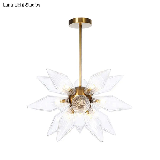 Sputnik Clear/Amber Glass Chandelier - 9/12/15 Bulbs Brass/Copper Finish Living Room Lighting