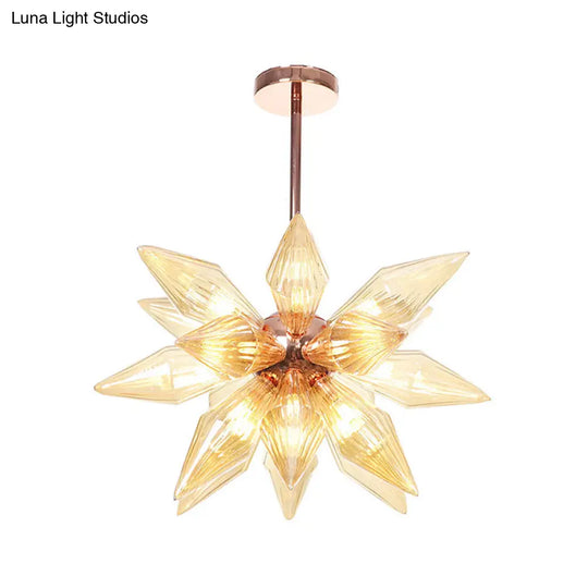 Sputnik Clear/Amber Glass Chandelier - 9/12/15 Bulbs Brass/Copper Finish Living Room Lighting