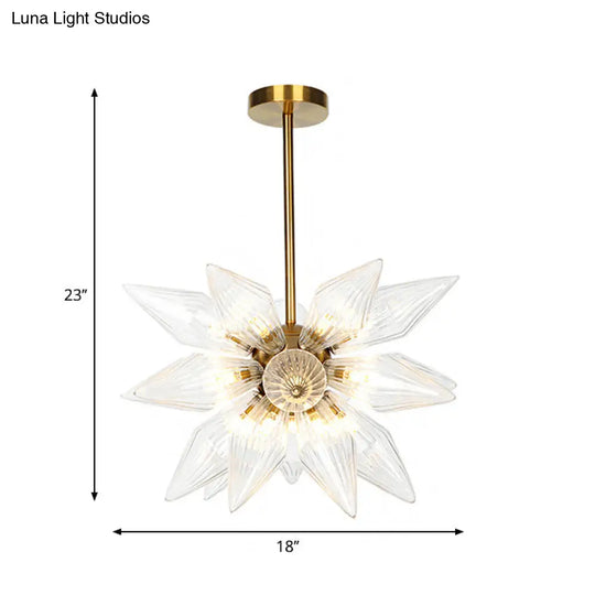 Sputnik Clear/Amber Glass Chandelier - Brass/Copper Finish 9/12/15 Bulbs Living Room Lighting