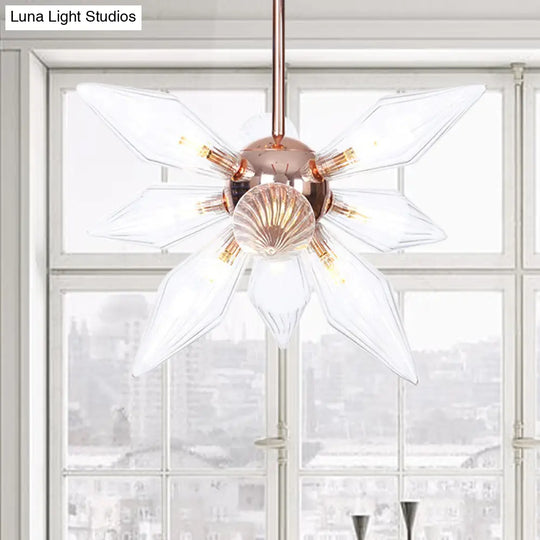 Sputnik Clear/Amber Glass Chandelier - 9/12/15 Bulbs Brass/Copper Finish Living Room Lighting