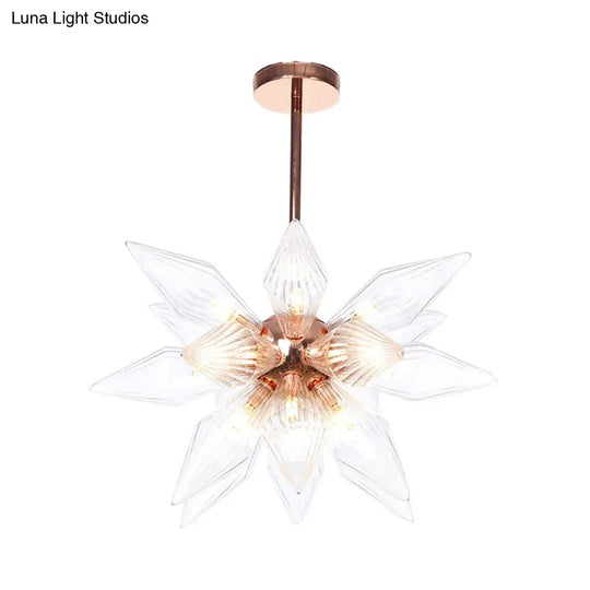 Sputnik Clear/Amber Glass Chandelier - 9/12/15 Bulbs Brass/Copper Finish Living Room Lighting