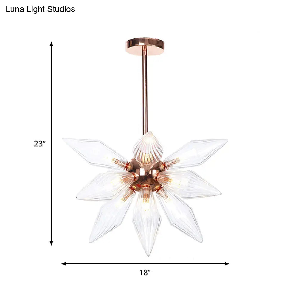 Sputnik Clear/Amber Glass Chandelier - 9/12/15 Bulbs Brass/Copper Finish Living Room Lighting