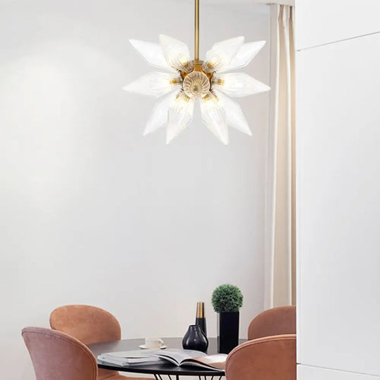 Sputnik Clear/Amber Glass Chandelier - 9/12/15 Bulbs Brass/Copper Finish Living Room Lighting