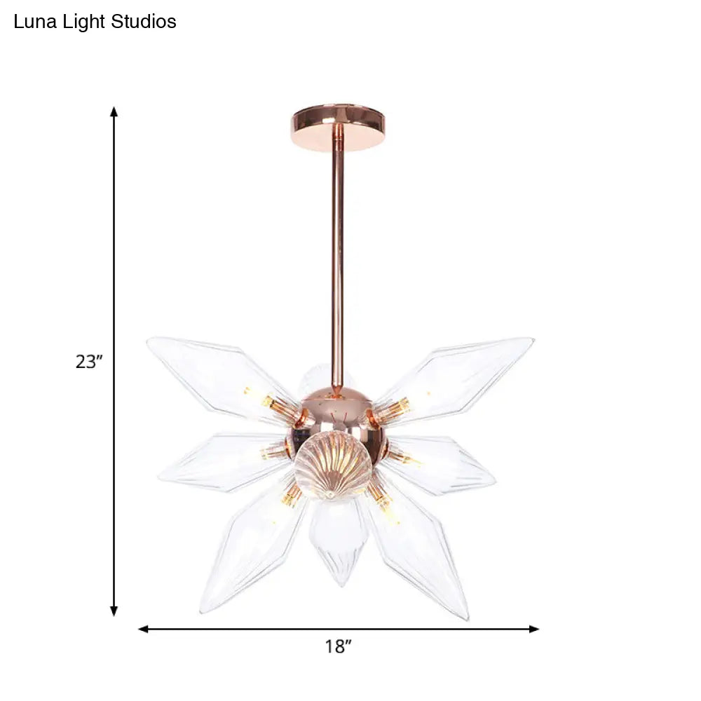 Sputnik Clear/Amber Glass Chandelier - 9/12/15 Bulbs Brass/Copper Finish Living Room Lighting