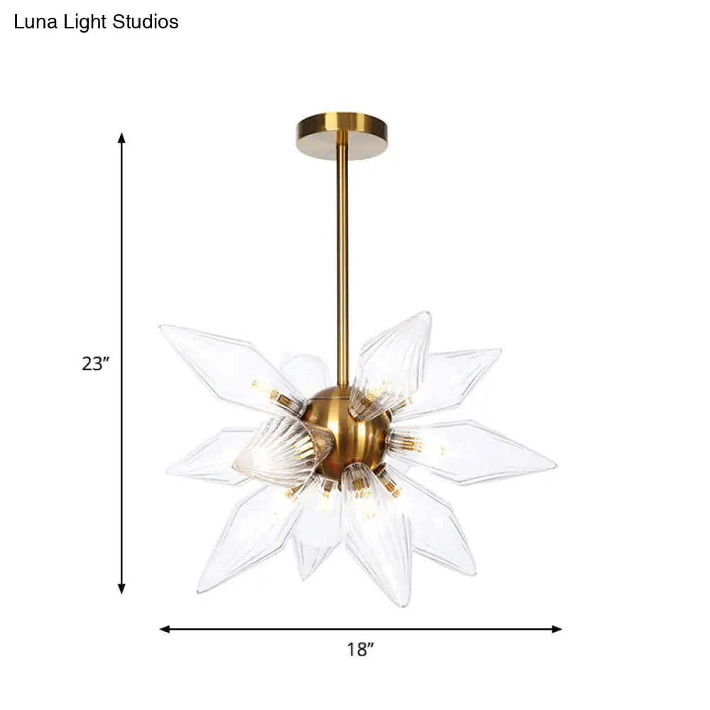 Sputnik Clear/Amber Glass Chandelier - Brass/Copper Finish 9/12/15 Bulbs Living Room Lighting