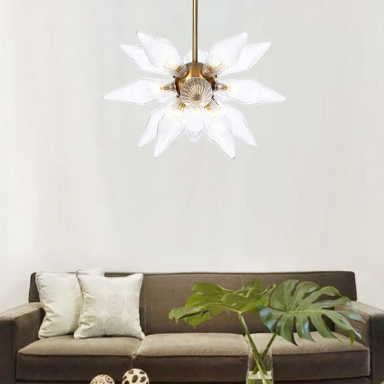 Sputnik Clear/Amber Glass Chandelier - 9/12/15 Bulbs Brass/Copper Finish Living Room Lighting