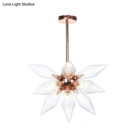 Sputnik Clear/Amber Glass Chandelier - 9/12/15 Bulbs Brass/Copper Finish Living Room Lighting