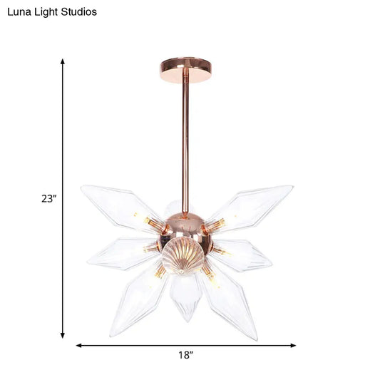 Sputnik Clear/Amber Glass Chandelier - Brass/Copper Finish 9/12/15 Bulbs Living Room Lighting