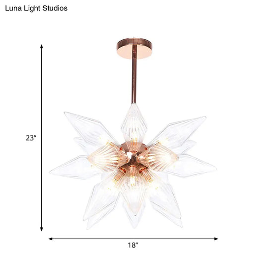 Sputnik Clear/Amber Glass Chandelier - 9/12/15 Bulbs Brass/Copper Finish Living Room Lighting