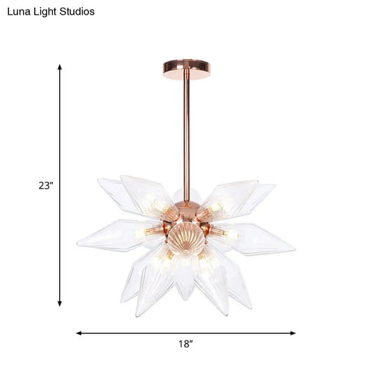 Sputnik Clear/Amber Glass Chandelier - Brass/Copper Finish 9/12/15 Bulbs Living Room Lighting