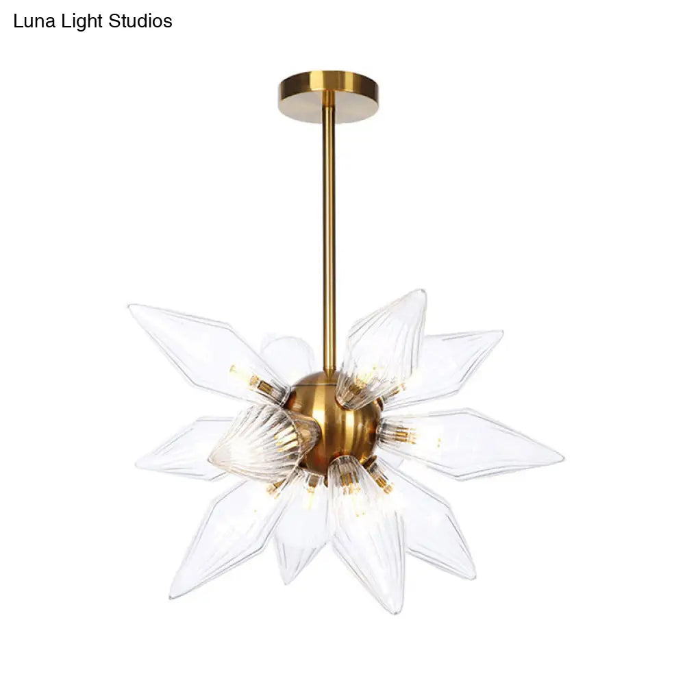 Sputnik Clear/Amber Glass Chandelier - Brass/Copper Finish 9/12/15 Bulbs Living Room Lighting