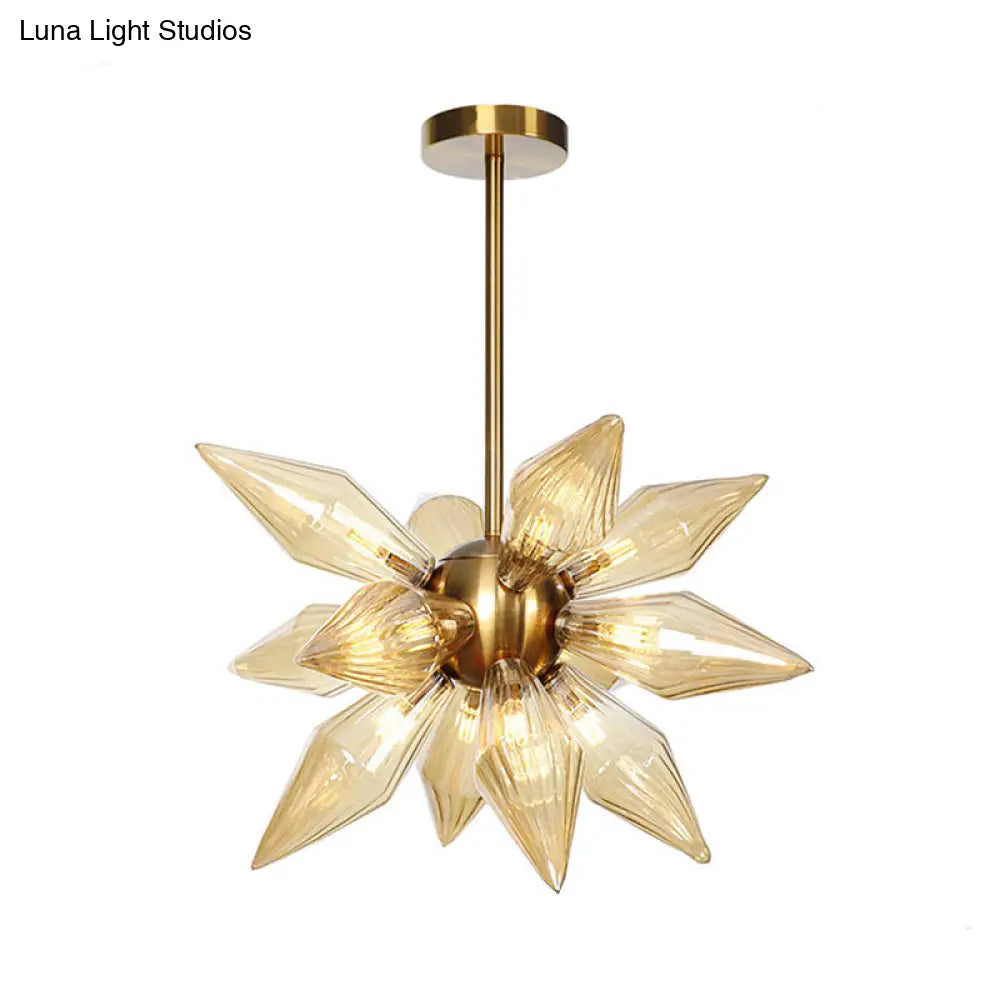 Sputnik Clear/Amber Glass Chandelier - 9/12/15 Bulbs Brass/Copper Finish Living Room Lighting