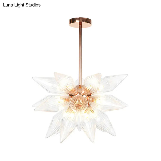 Sputnik Clear/Amber Glass Chandelier - 9/12/15 Bulbs Brass/Copper Finish Living Room Lighting