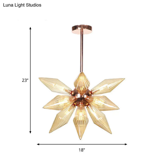 Sputnik Clear/Amber Glass Chandelier - Brass/Copper Finish 9/12/15 Bulbs Living Room Lighting