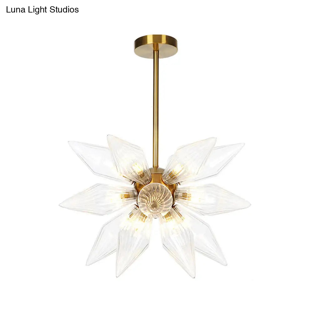 Sputnik Clear/Amber Glass Chandelier - 9/12/15 Bulbs Brass/Copper Finish Living Room Lighting