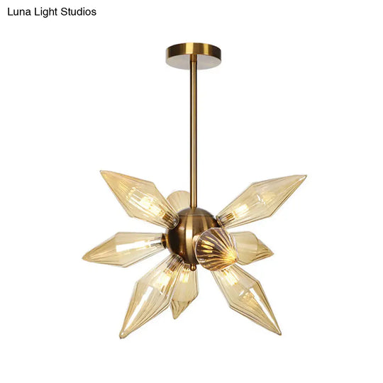 Sputnik Clear/Amber Glass Chandelier - Brass/Copper Finish 9/12/15 Bulbs Living Room Lighting