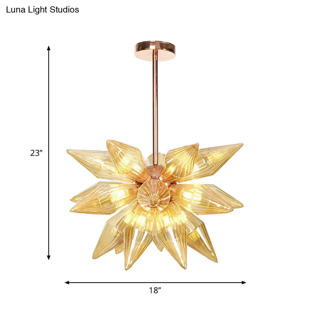 Sputnik Clear/Amber Glass Chandelier - Brass/Copper Finish 9/12/15 Bulbs Living Room Lighting