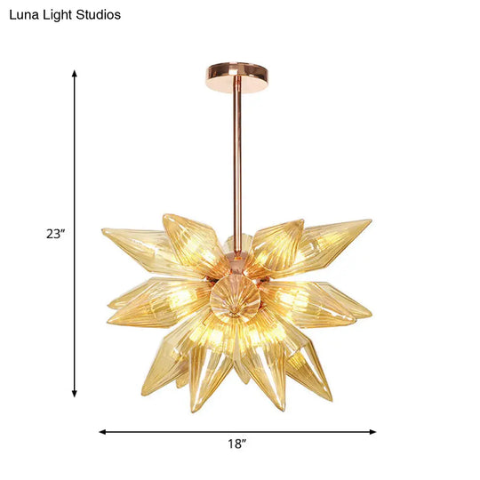 Sputnik Clear/Amber Glass Chandelier - Brass/Copper Finish 9/12/15 Bulbs Living Room Lighting