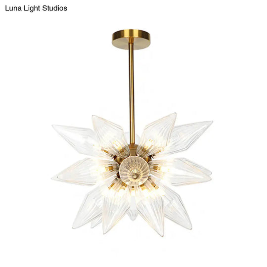 Sputnik Clear/Amber Glass Chandelier - Brass/Copper Finish 9/12/15 Bulbs Living Room Lighting