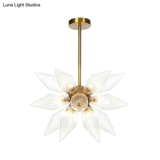 Sputnik Clear/Amber Glass Chandelier - Brass/Copper Finish 9/12/15 Bulbs Living Room Lighting