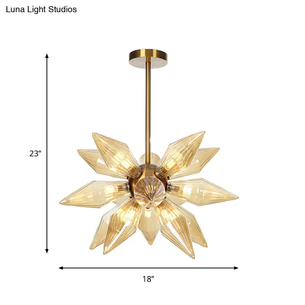 Sputnik Clear/Amber Glass Chandelier - 9/12/15 Bulbs Brass/Copper Finish Living Room Lighting