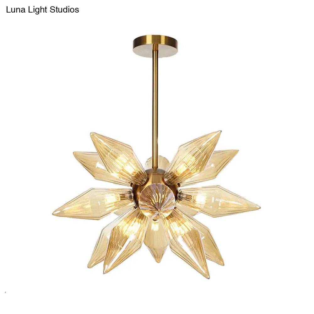 Sputnik Clear/Amber Glass Chandelier - Brass/Copper Finish 9/12/15 Bulbs Living Room Lighting