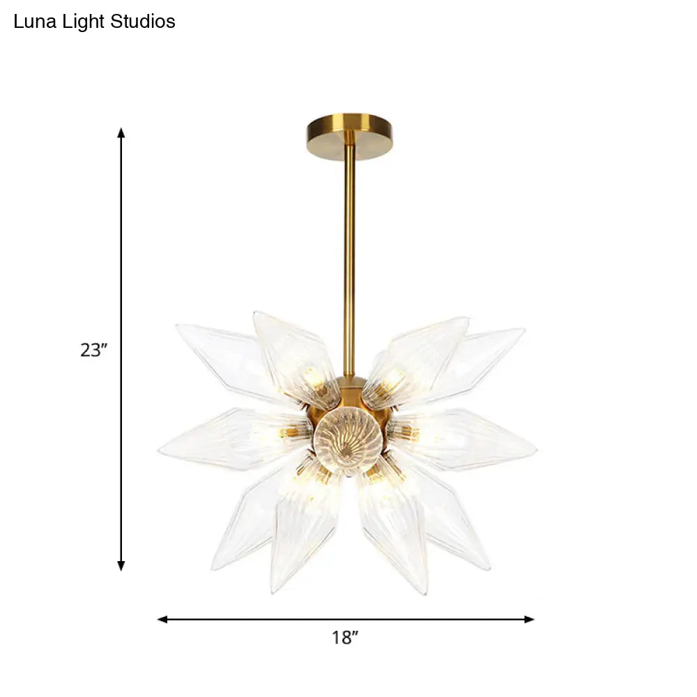 Sputnik Clear/Amber Glass Chandelier - 9/12/15 Bulbs Brass/Copper Finish Living Room Lighting