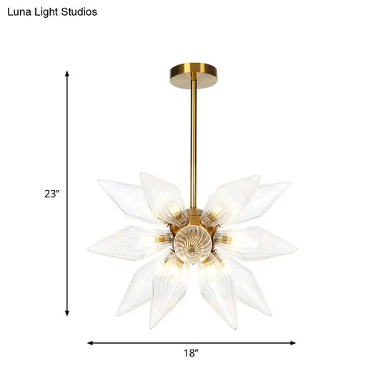 Sputnik Clear/Amber Glass Chandelier - 9/12/15 Bulbs Brass/Copper Finish Living Room Lighting