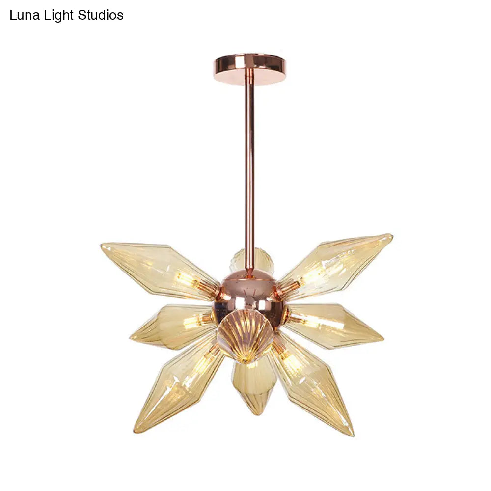 Sputnik Clear/Amber Glass Chandelier - Brass/Copper Finish 9/12/15 Bulbs Living Room Lighting