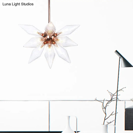 Sputnik Clear/Amber Glass Chandelier - Brass/Copper Finish 9/12/15 Bulbs Living Room Lighting