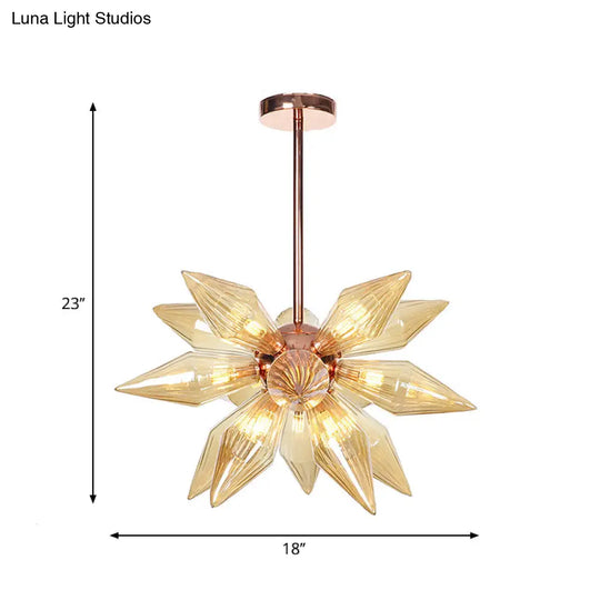 Sputnik Clear/Amber Glass Chandelier - Brass/Copper Finish 9/12/15 Bulbs Living Room Lighting