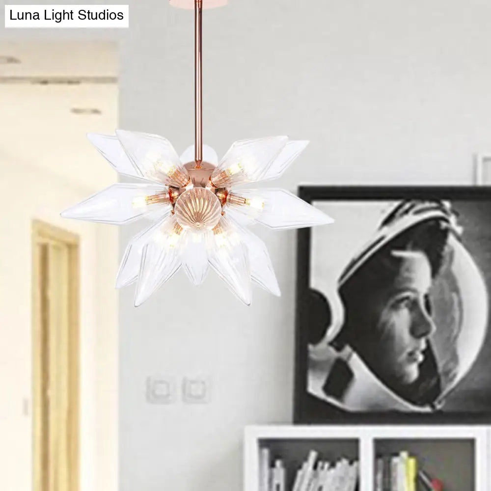 Sputnik Clear/Amber Glass Chandelier - Brass/Copper Finish 9/12/15 Bulbs Living Room Lighting