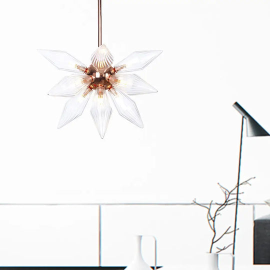 Sputnik Clear/Amber Glass Chandelier - 9/12/15 Bulbs Brass/Copper Finish Living Room Lighting