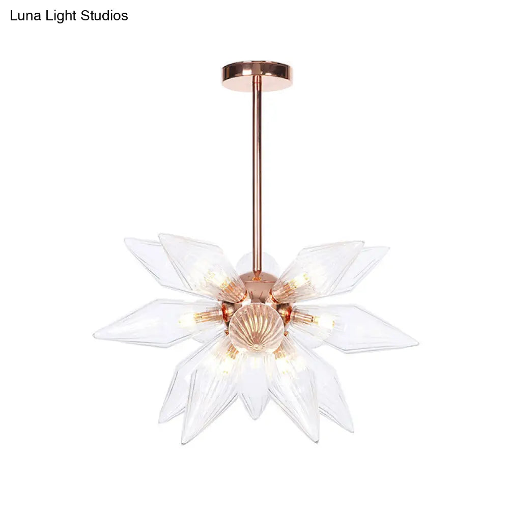 Sputnik Clear/Amber Glass Chandelier - 9/12/15 Bulbs Brass/Copper Finish Living Room Lighting