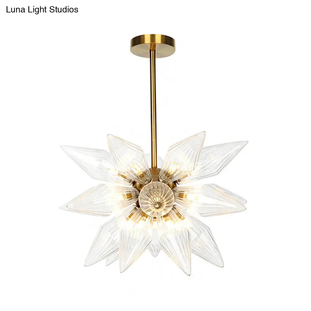 Sputnik Clear/Amber Glass Chandelier - 9/12/15 Bulbs Brass/Copper Finish Living Room Lighting