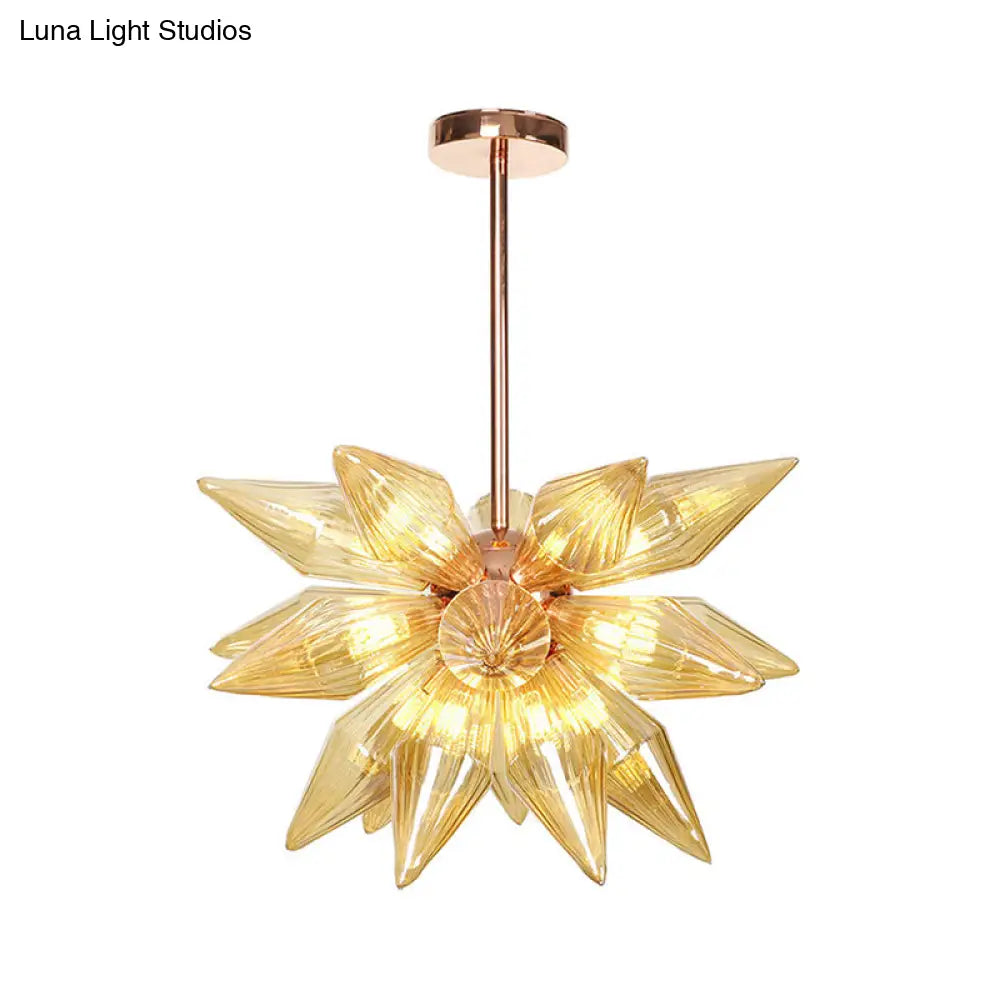 Sputnik Clear/Amber Glass Chandelier - Brass/Copper Finish 9/12/15 Bulbs Living Room Lighting