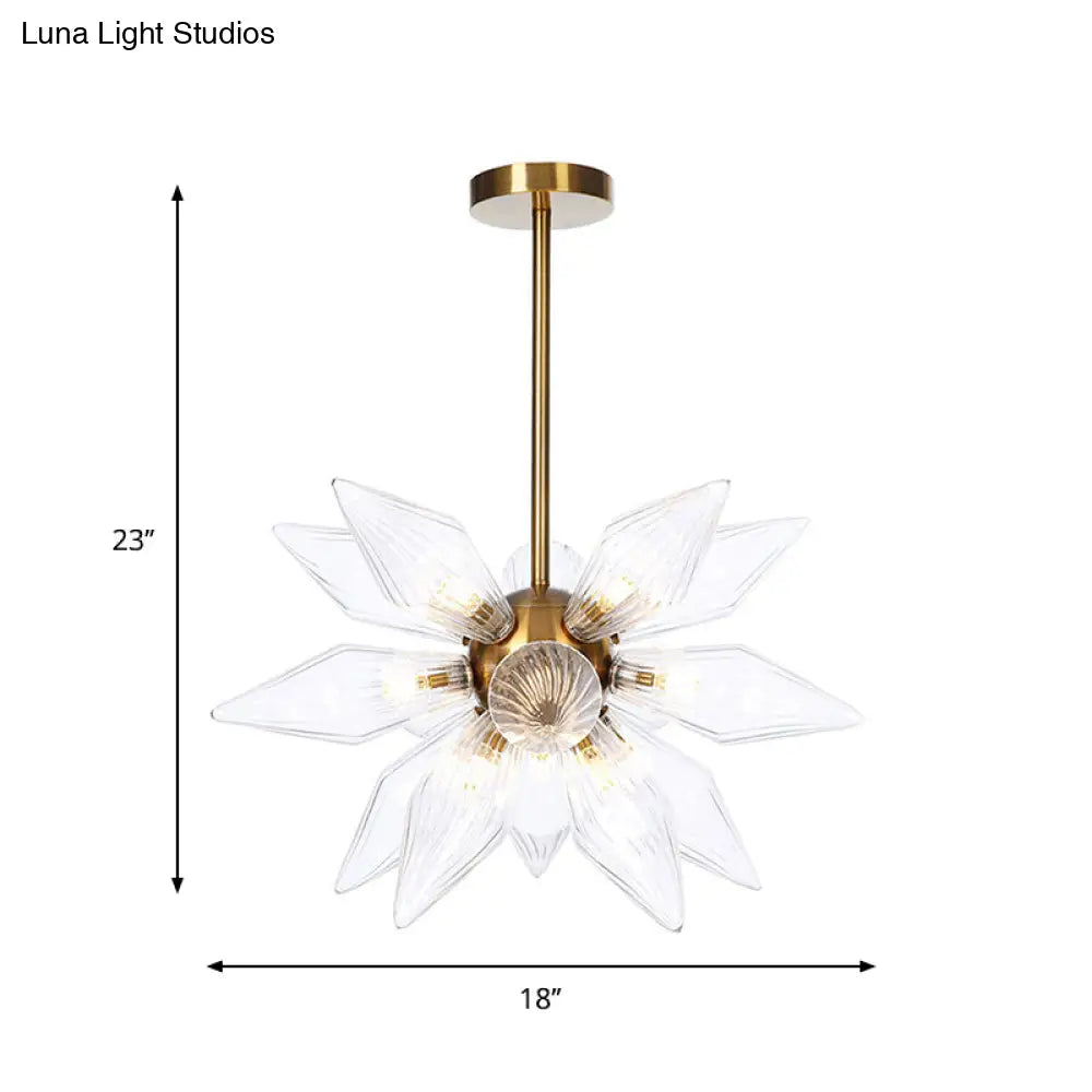 Sputnik Clear/Amber Glass Chandelier - 9/12/15 Bulbs Brass/Copper Finish Living Room Lighting