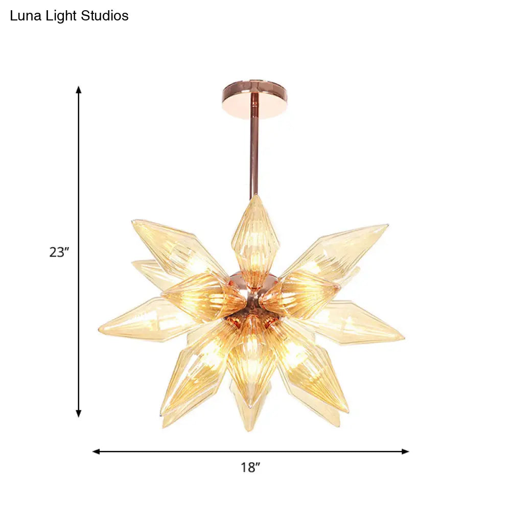 Sputnik Clear/Amber Glass Chandelier - Brass/Copper Finish 9/12/15 Bulbs Living Room Lighting