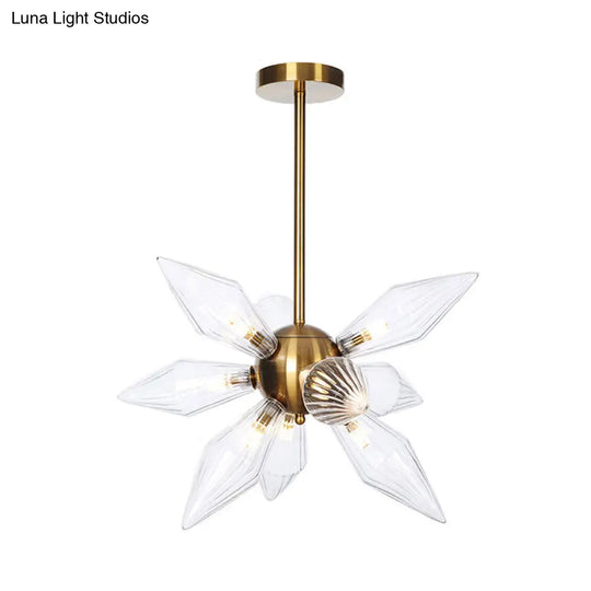 Sputnik Clear/Amber Glass Chandelier - 9/12/15 Bulbs Brass/Copper Finish Living Room Lighting