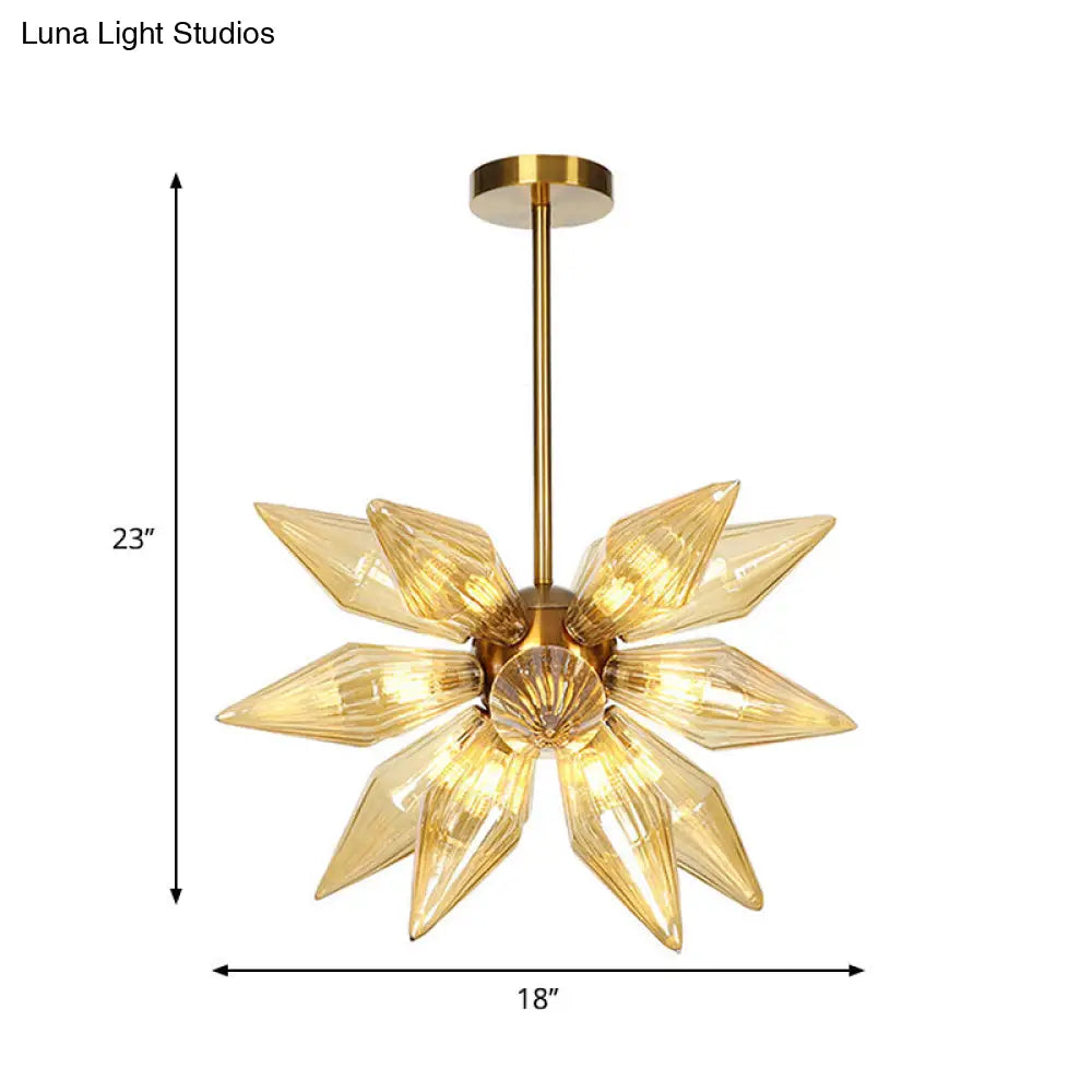 Sputnik Clear/Amber Glass Chandelier - 9/12/15 Bulbs Brass/Copper Finish Living Room Lighting